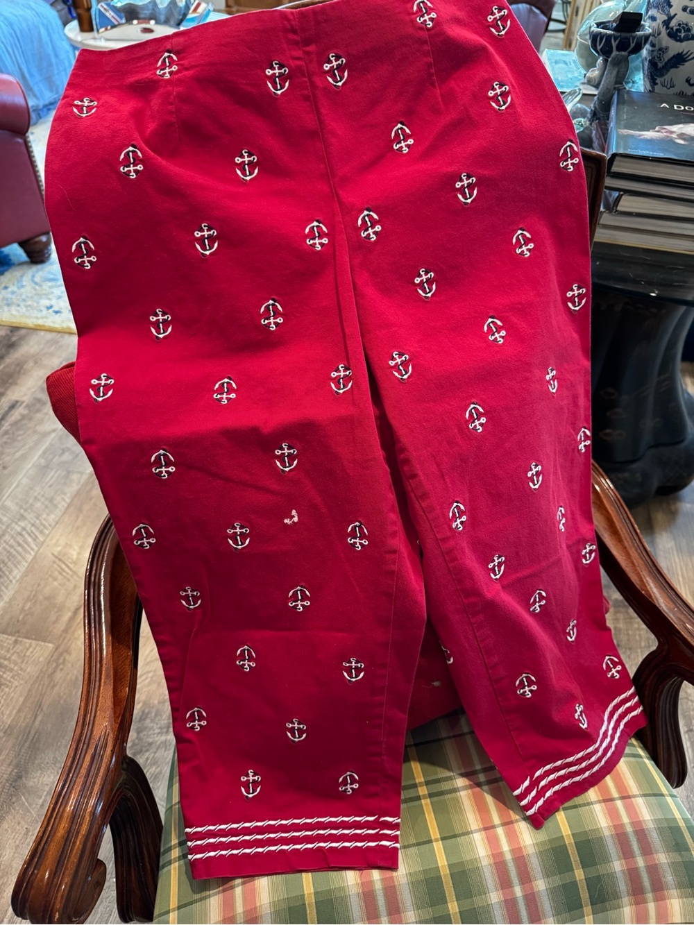 Talbots Red Embroidered Anchor Chino Pants